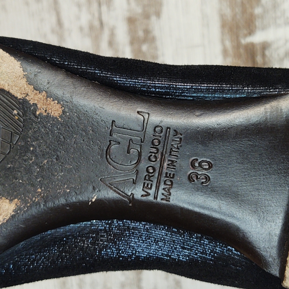 🟦Sz 36/6 AGL Attilio Giusti Leombruni Midnight Blue Shimmer Flats - Picture 16 of 16